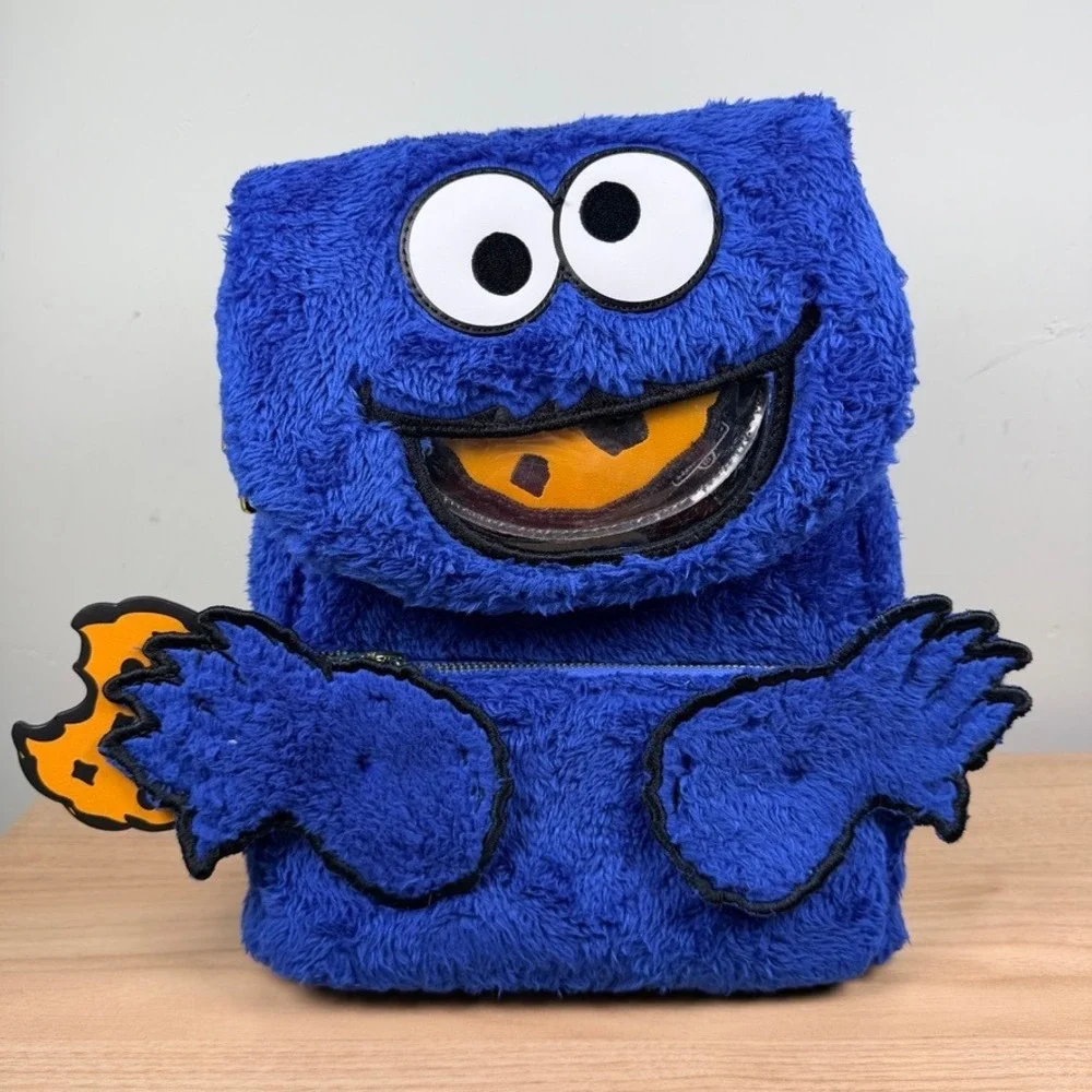 Loungefly Sesame Street Cookie Monster Mini Backpack and Coin Purse Furry NEW